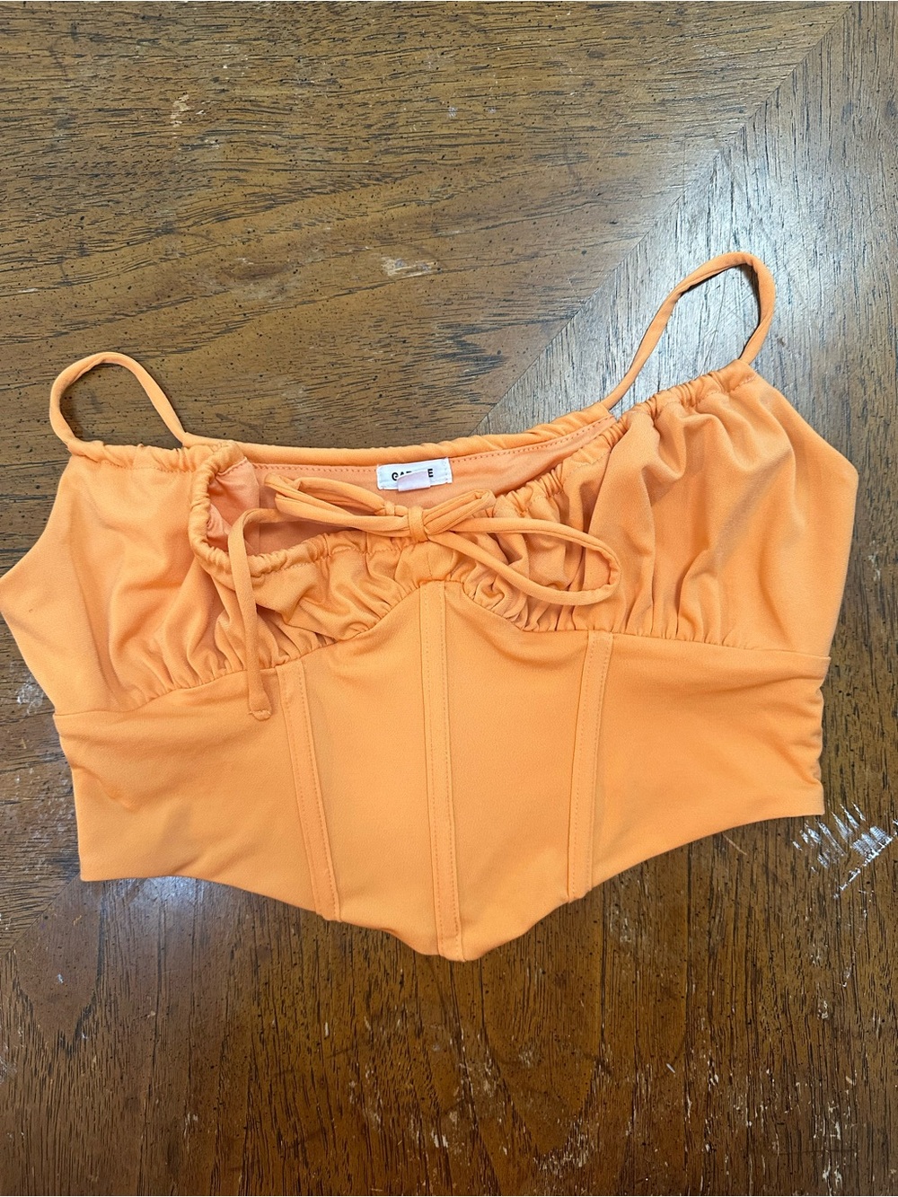 Garage Orange Ruched Bustier Crop Top
